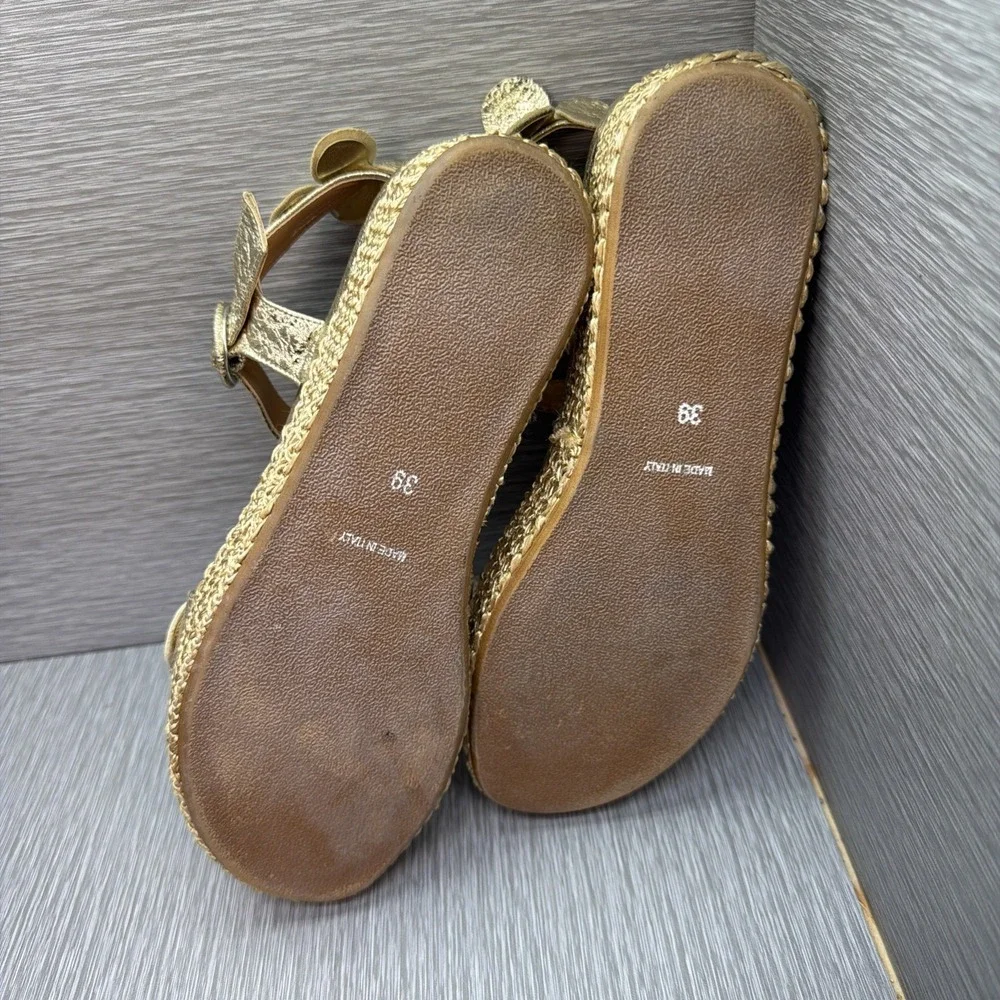 Paolo Mattei Gold Espadrille Platform‎ Sandals Italy EU 39 US 8 Resort Wedding